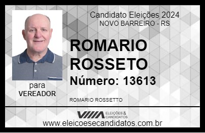 Candidato ROMARIO ROSSETO 2024 - NOVO BARREIRO - Eleições