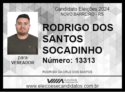 Candidato RODRIGO DOS SANTOS  SOCADINHO 2024 - NOVO BARREIRO - Eleições