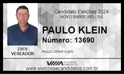 Candidato PAULO KLEIN 2024 - NOVO BARREIRO - Eleições