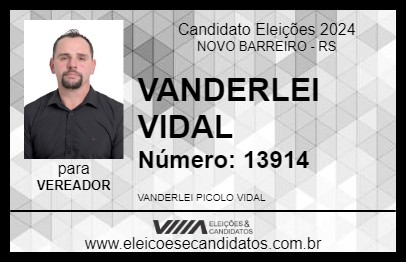 Candidato VANDERLEI VIDAL 2024 - NOVO BARREIRO - Eleições