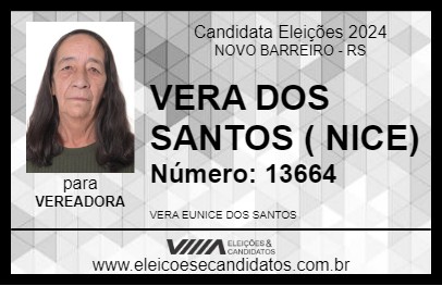 Candidato VERA DOS SANTOS ( NICE) 2024 - NOVO BARREIRO - Eleições