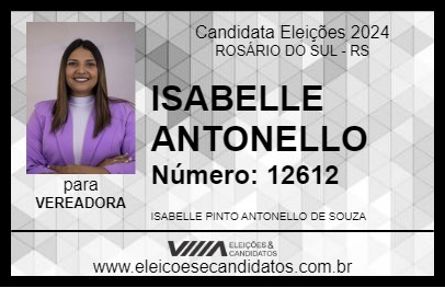 Candidato ISABELLE ANTONELLO 2024 - ROSÁRIO DO SUL - Eleições