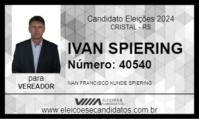 Candidato IVAN SPIERING 2024 - CRISTAL - Eleições