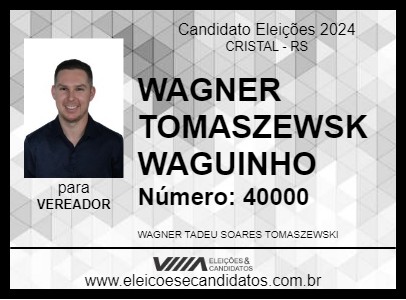 Candidato WAGNER TOMASZEWSKI WAGUINHO 2024 - CRISTAL - Eleições