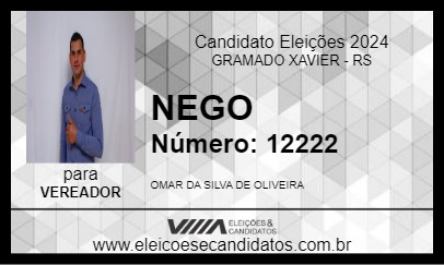 Candidato NEGO 2024 - GRAMADO XAVIER - Eleições