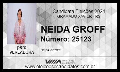 Candidato NEIDA GROFF 2024 - GRAMADO XAVIER - Eleições