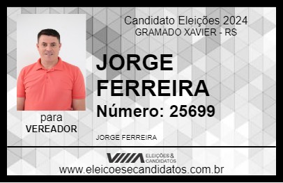 Candidato JORGE FERREIRA 2024 - GRAMADO XAVIER - Eleições