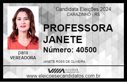 Candidato PROFESSORA JANETE 2024 - CARAZINHO - Eleições