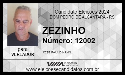 Candidato ZEZINHO 2024 - DOM PEDRO DE ALCÂNTARA - Eleições