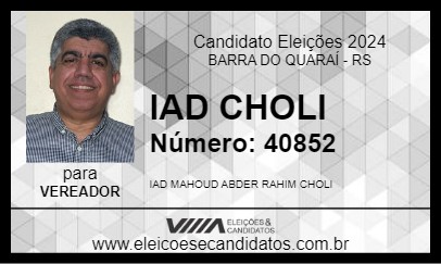 Candidato IAD CHOLI 2024 - BARRA DO QUARAÍ - Eleições