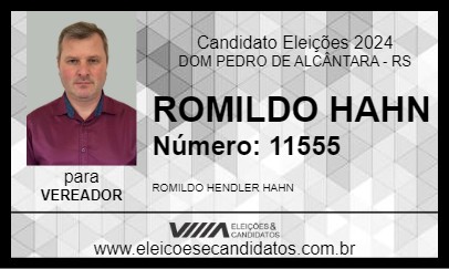 Candidato ROMILDO HAHN 2024 - DOM PEDRO DE ALCÂNTARA - Eleições