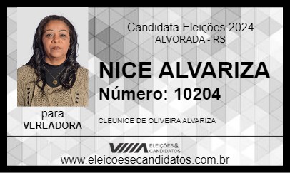 Candidato NICE ALVARIZA 2024 - ALVORADA - Eleições