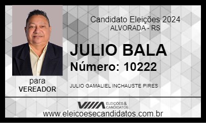 Candidato JULIO BALA 2024 - ALVORADA - Eleições