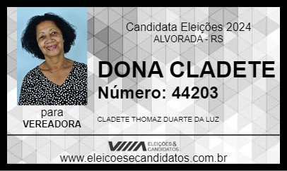 Candidato DONA CLADETE 2024 - ALVORADA - Eleições