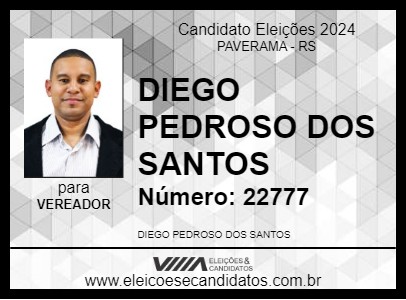 Candidato DIEGO PEDROSO DOS SANTOS 2024 - PAVERAMA - Eleições