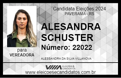 Candidato ALESANDRA SCHUSTER 2024 - PAVERAMA - Eleições