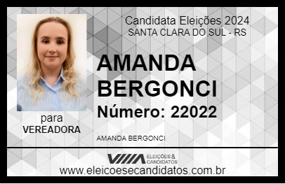 Candidato AMANDA BERGONCI 2024 - SANTA CLARA DO SUL - Eleições