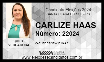 Candidato CARLIZE HAAS 2024 - SANTA CLARA DO SUL - Eleições