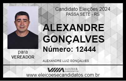 Candidato ALEXANDRE GONÇALVES 2024 - PASSA SETE - Eleições