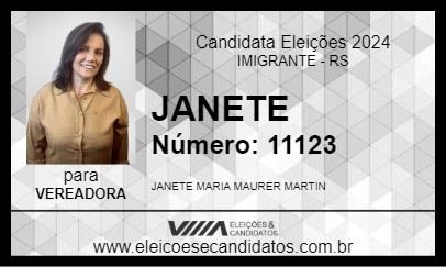 Candidato JANETE 2024 - IMIGRANTE - Eleições