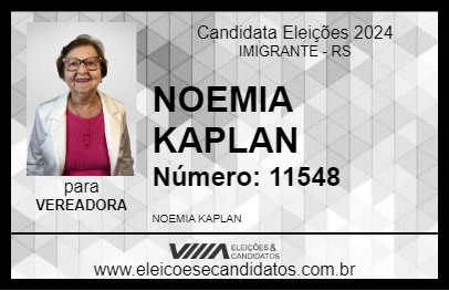 Candidato NOEMIA KAPLAN 2024 - IMIGRANTE - Eleições