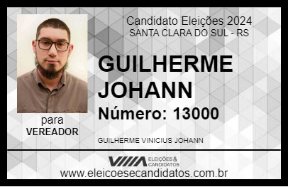 Candidato GUILHERME JOHANN 2024 - SANTA CLARA DO SUL - Eleições