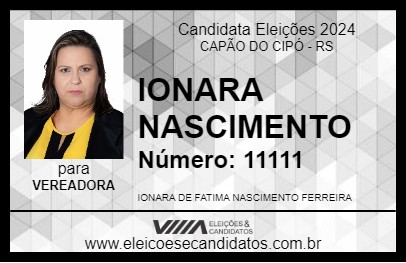 Candidato IONARA NASCIMENTO 2024 - CAPÃO DO CIPÓ - Eleições