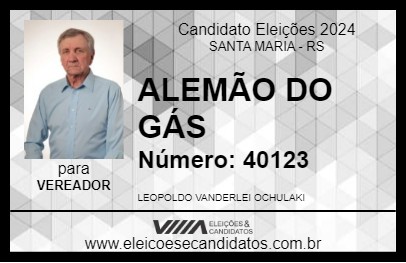 Candidato ALEMÃO DO GÁS 2024 - SANTA MARIA - Eleições