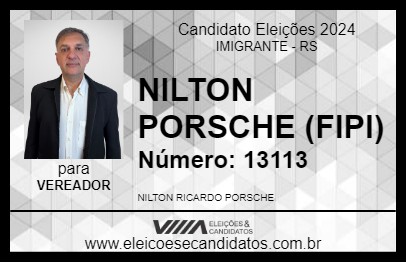 Candidato NILTON PORSCHE (FIPI) 2024 - IMIGRANTE - Eleições