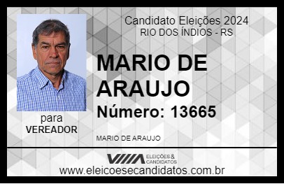 Candidato MARIO DE ARAUJO 2024 - RIO DOS ÍNDIOS - Eleições