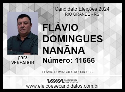 Candidato FLÁVIO DOMINGUES NANÃNA 2024 - RIO GRANDE - Eleições