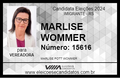 Candidato MARLISE WOMMER 2024 - IMIGRANTE - Eleições