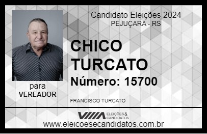 Candidato CHICO TURCATO 2024 - PEJUÇARA - Eleições