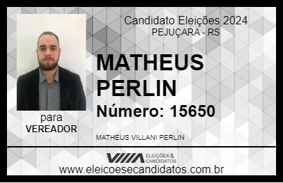 Candidato MATHEUS PERLIN 2024 - PEJUÇARA - Eleições