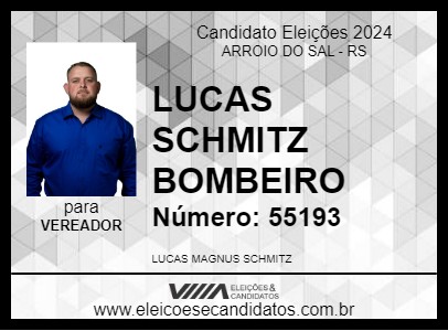 Candidato LUCAS SCHMITZ BOMBEIRO 2024 - ARROIO DO SAL - Eleições