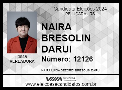 Candidato NAIRA BRESOLIN DARUI 2024 - PEJUÇARA - Eleições