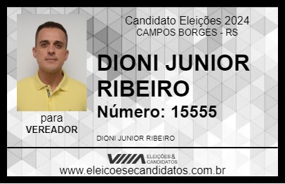 Candidato DIONI JUNIOR RIBEIRO 2024 - CAMPOS BORGES - Eleições