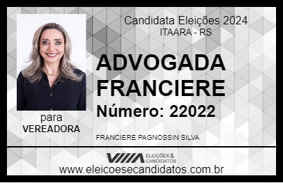 Candidato ADVOGADA FRANCIERE 2024 - ITAARA - Eleições