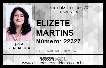 Candidato ELIZETE MARTINS 2024 - ITAARA - Eleições