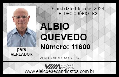 Candidato ALBIO QUEVEDO 2024 - PEDRO OSÓRIO - Eleições