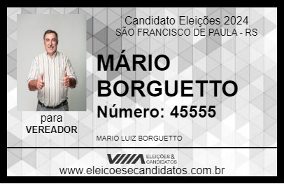 Candidato MÁRIO BORGUETTO 2024 - SÃO FRANCISCO DE PAULA - Eleições