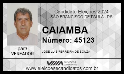 Candidato CAIAMBA 2024 - SÃO FRANCISCO DE PAULA - Eleições