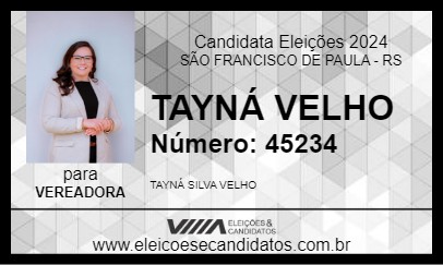 Candidato TAYNÁ VELHO 2024 - SÃO FRANCISCO DE PAULA - Eleições