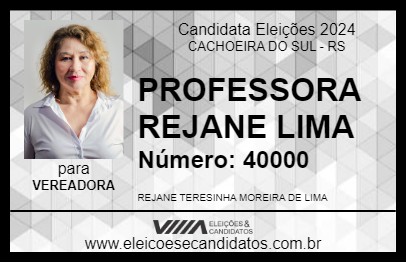 Candidato PROFESSORA REJANE LIMA 2024 - CACHOEIRA DO SUL - Eleições