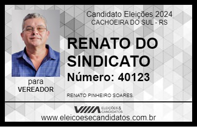 Candidato RENATO DO SINDICATO 2024 - CACHOEIRA DO SUL - Eleições