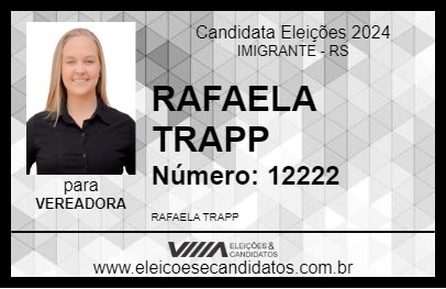 Candidato RAFAELA TRAPP 2024 - IMIGRANTE - Eleições