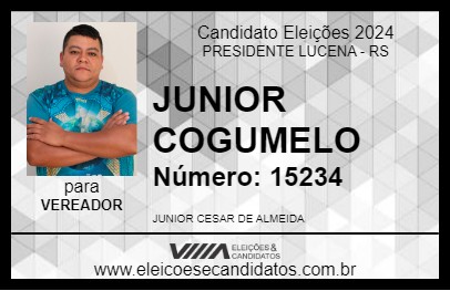 Candidato JUNIOR COGUMELO 2024 - PRESIDENTE LUCENA - Eleições