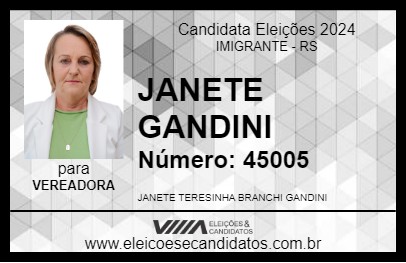 Candidato JANETE GANDINI 2024 - IMIGRANTE - Eleições