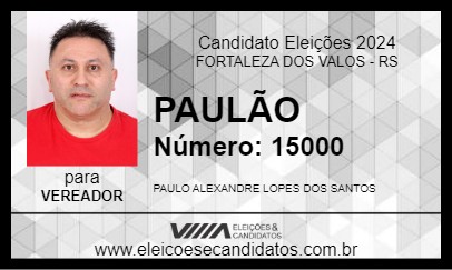 Candidato PAULÃO 2024 - FORTALEZA DOS VALOS - Eleições