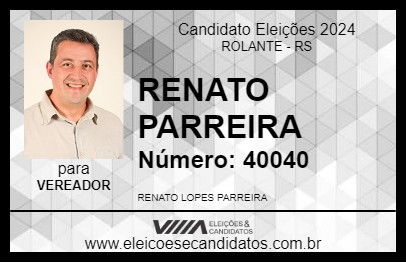 Candidato TENENTE PARREIRA 2024 - ROLANTE - Eleições